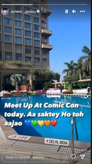 The Instagram post shared by Aditya Sawant, aka Dynamo, regarding the meet-up at Delhi Comic Con 2022 (Image via Instagram / dynamo__gaming)